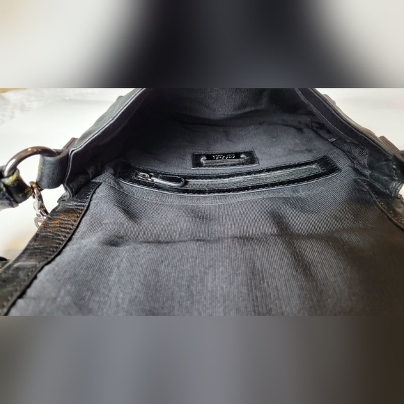 BADGLEY MISCHKA Black Leather Silver Studs Chain Crossbody Purse - Picture 8 of 13